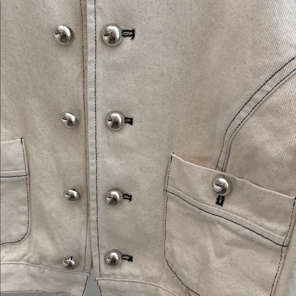 FAITH NAOMI Whitney Cropped Jacket Cream Silver Buttons Medium SOLD OUT NEW - Picture 8 of 11